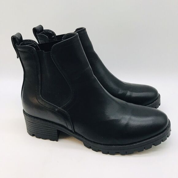 Mari A Chelsea MA-Kiley Ankle Boots Women's 9M Black Chunky Block Heels Pull On - Picture 1 of 12